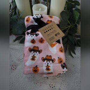 Casaba Pink Hand Towel Set with Dogs and Pumpkins